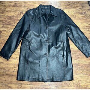 Vintage Jacqueline Ferrar Womens Leather Peacoat Jacket size large